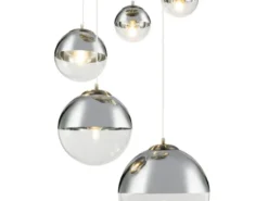 Pendelleuchte VARUS 5-flammig Glaskugeln Design in Chrom & Klarglas, Ø 65cm