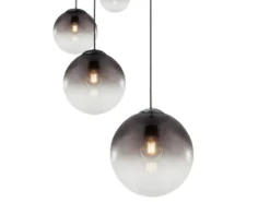 Pendelleuchte VARUS 5-flammig mit Glaskugeln aus Rauchglas, Ø 65cm