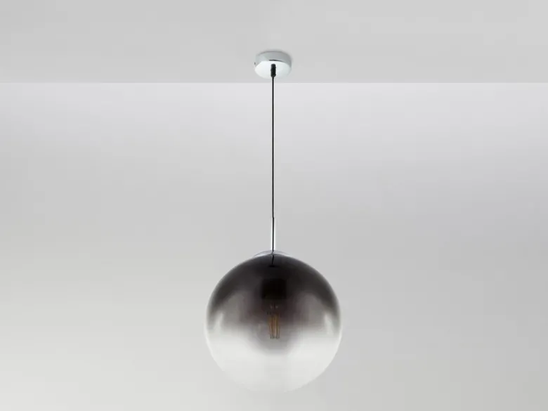 Pendelleuchte VARUS 1-flammig mit Glaskugel aus Rauchglas, Ø 30cm
