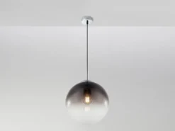 Pendelleuchte VARUS 1-flammig mit Glaskugel aus Rauchglas, Ø 30cm