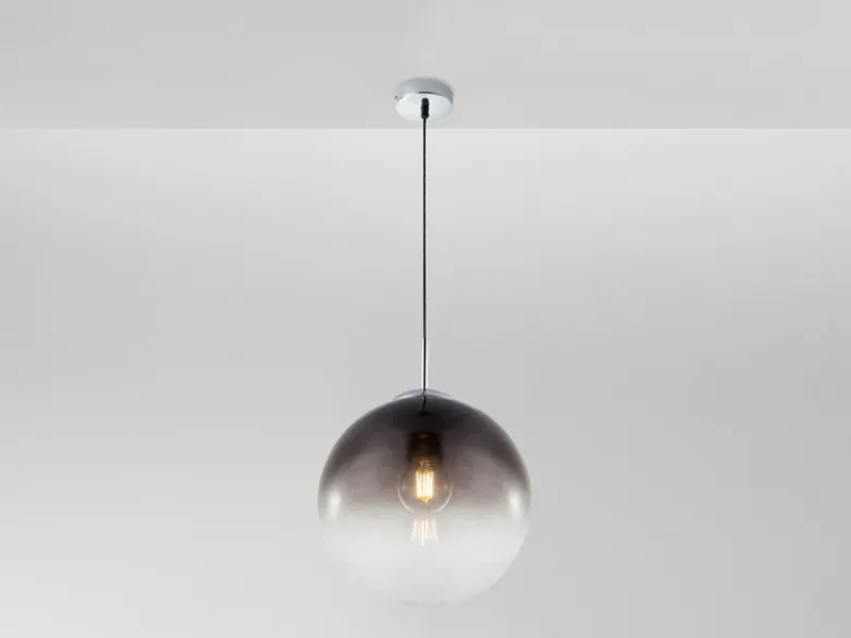 Pendelleuchte VARUS 1-flammig mit Glaskugel aus Rauchglas, Ø 30cm