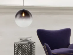 Pendelleuchte VARUS 1-flammig mit Glaskugel aus Rauchglas, Ø 30cm