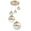 Pendelleuchte VARUS 5-flammig Glaskugeln Design in Gold & Klarglas, Ø 65cm