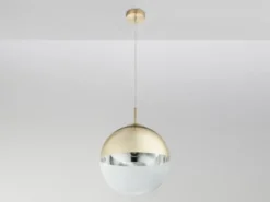 Pendelleuchte VARUS mit Glaskugel Design in Gold & Klarglas, Ø 30cm