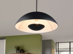 Pendelleuchte VARYA Metallschirm Schwarz mit Blendschutz, Ø 32cm