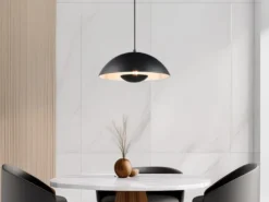 Pendelleuchte VARYA Metallschirm Schwarz mit Blendschutz, Ø 32cm