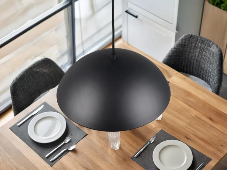 Pendelleuchte VARYA Metallschirm Schwarz mit Blendschutz, Ø 32cm