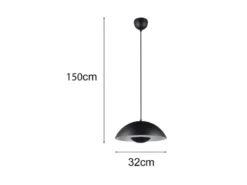 Pendelleuchte VARYA Metallschirm Schwarz mit Blendschutz, Ø 32cm