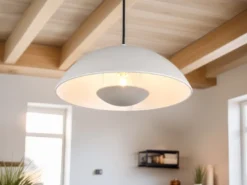 Pendelleuchte VARYA Metallschirm Hellgrau mit Blendschutz, Ø 32cm