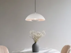 Pendelleuchte VARYA Metallschirm Hellgrau mit Blendschutz, Ø 32cm