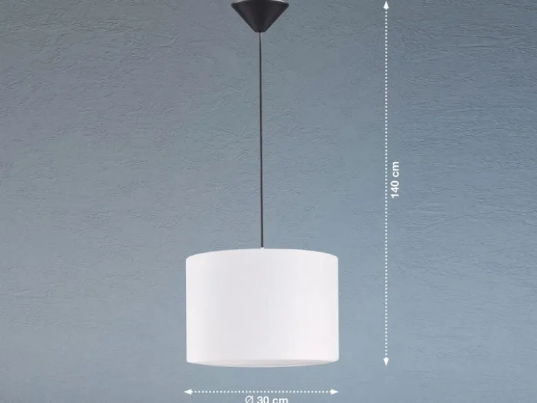 Pendelleuchte VIGO mit Lampenschirm Leinen Weiß, Ø 30cm