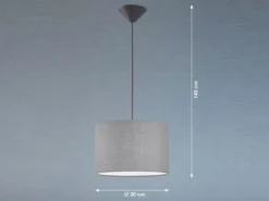 Pendelleuchte VIGO mit Lampenschirm Leinen Grau, Ø 30cm