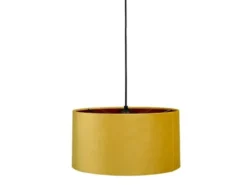 Pendelleuchte Vintage mit Lampenschirm Samt Gelb / Gold, Ø 40cm