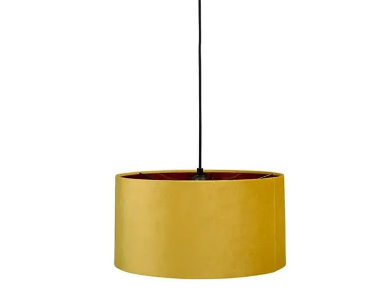 Pendelleuchte Vintage mit Lampenschirm Samt Gelb / Gold, Ø 40cm