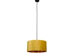 Pendelleuchte Vintage mit Lampenschirm Samt Gelb / Gold, Ø 40cm