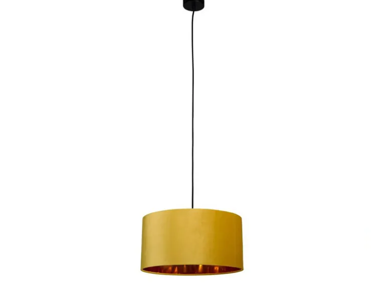 Pendelleuchte Vintage mit Lampenschirm Samt Gelb / Gold, Ø 40cm