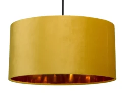 Pendelleuchte Vintage mit Lampenschirm Samt Gelb / Gold, Ø 40cm