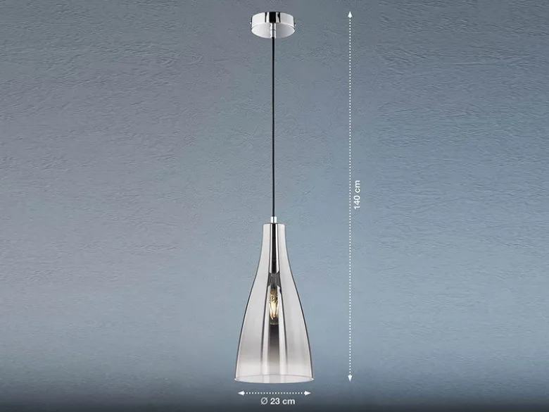 Pendelleuchte ZEAL einflammig Glas Chromfarben verspiegelt, Ø 23cm