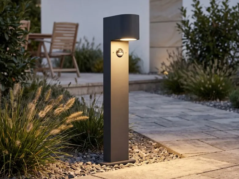 Pollerleuchte Anthrazit mit Bewegungsmelder inklusive GU10 LED, Höhe 50cm