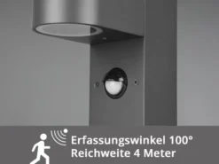 Pollerleuchte Anthrazit mit Bewegungsmelder inklusive GU10 LED, Höhe 50cm