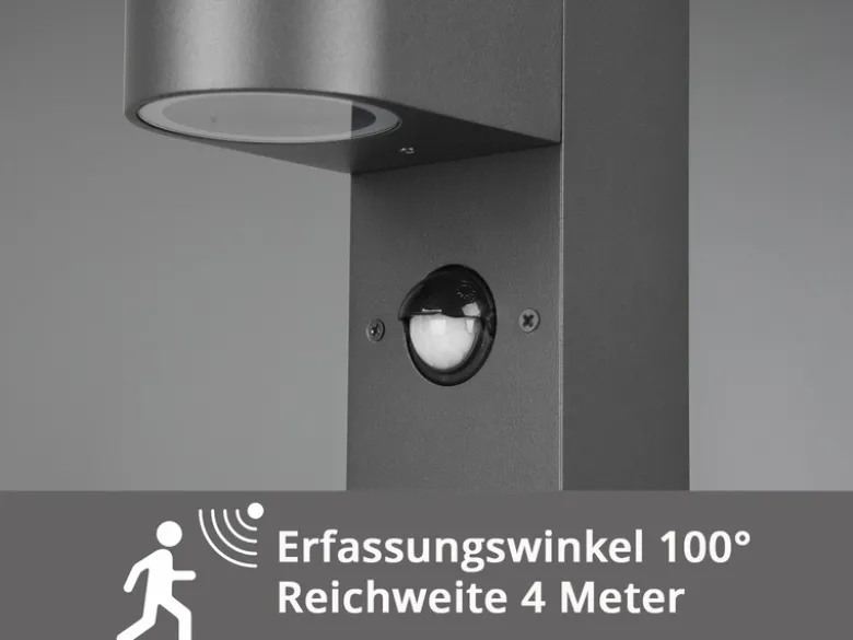 Pollerleuchte Anthrazit mit Bewegungsmelder inklusive GU10 LED, Höhe 50cm