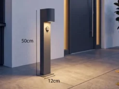 Pollerleuchte Anthrazit mit Bewegungsmelder inklusive GU10 LED, Höhe 50cm