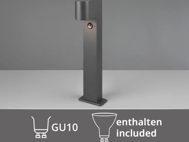 Pollerleuchte Anthrazit mit Bewegungsmelder inklusive GU10 LED, Höhe 50cm