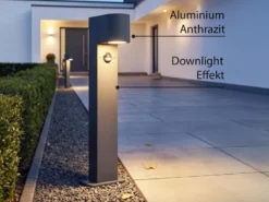 Pollerleuchte Anthrazit mit Bewegungsmelder inklusive GU10 LED, Höhe 50cm