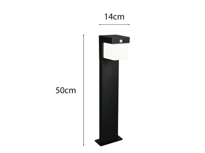 Pollerleuchte COLOMBO mit Solar und Strom, Hybrid mit Bewegungsmelder H: 50cm