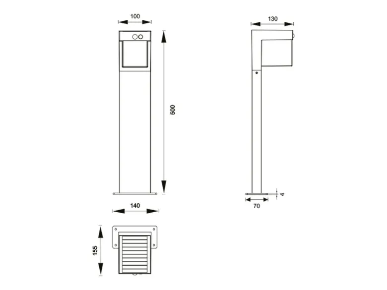Pollerleuchte COLOMBO mit Solar und Strom, Hybrid mit Bewegungsmelder H: 50cm
