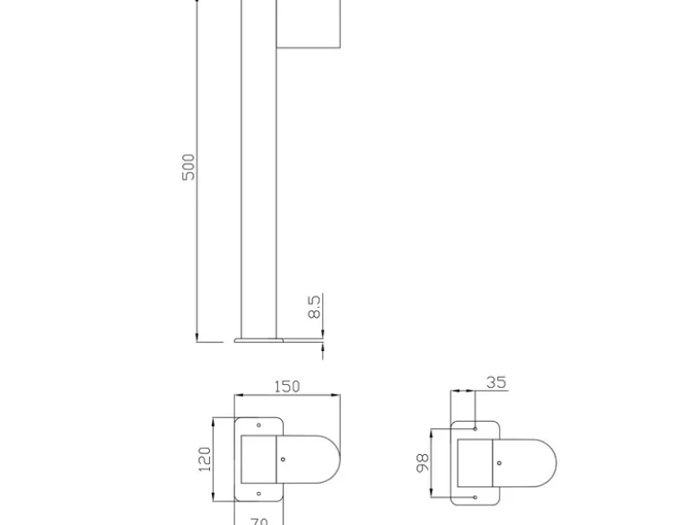 Pollerleuchte Downlight Anthrazit inklusive Erdspieß & GU10 LED, Höhe 50cm