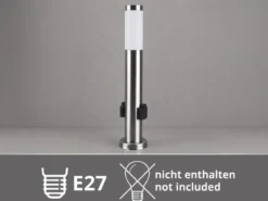 Pollerleuchte RADA aus Edelstahl, E27 mit 2 Steckdosen, Höhe 60cm
