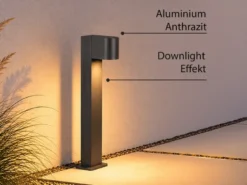 Pollerleuchte ROYA Downlight aus Aluminium Anthrazit, Höhe 50cm