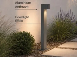 Pollerleuchte ROYA Downlight aus Aluminium Anthrazit, Höhe 100cm