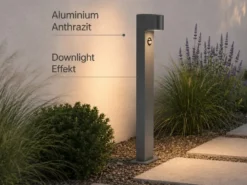 Pollerleuchte ROYA mit Bewegungsmelder, Downlight Anthrazit, Höhe 100cm