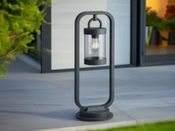 Pollerleuchte SAMBESI Laterne im Landhausstil Anthrazit, Höhe 60cm
