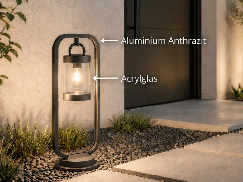 Pollerleuchte SAMBESI Laterne im Landhausstil Anthrazit, Höhe 60cm