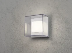 Quadratische Wandleuchte SANREMO, bruchsicherer Schirm, 9W HP-LED, IP54