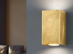 Rechteckige LED Wandleuchte in Gold foliert, Up & Down Strahler, Höhe 15cm