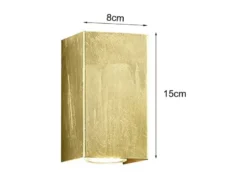 Rechteckige LED Wandleuchte in Gold foliert, Up & Down Strahler, Höhe 15cm