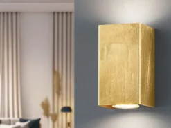 Rechteckige LED Wandleuchte in Gold foliert, Up & Down Strahler, Höhe 15cm
