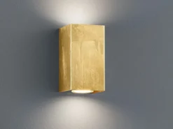 Rechteckige Wandleuchte CLEO in Gold foliert, Up & Down Strahler, Höhe 16,5cm