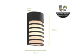 Retro Außenwandleuchte FULTON ALU Schwarz, IP54, E27 Smart fähig 24x13cm