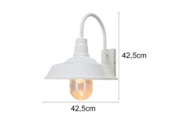 Retro Außenwandleuchte TRAPANI Höhe 42,5cm aus Stahl Weiß und Klarglas