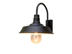 Retro Außenwandleuchte TRAPANI Höhe 42,5cm aus Stahl Schwarz und Klarglas