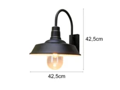 Retro Außenwandleuchte TRAPANI Höhe 42,5cm aus Stahl Schwarz und Klarglas