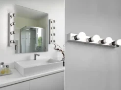 Retro Badezimmer Wandleuchte THEATRO in Chrom 55cm - Spiegelleuchte