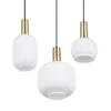 Retro Cluster LED Pendelleuchte 3-flammig mit Glasschirmen in Weiß, Ø 38cm
