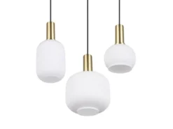 Retro Cluster LED Pendelleuchte 3-flammig mit Glasschirmen in Weiß, Ø 38cm