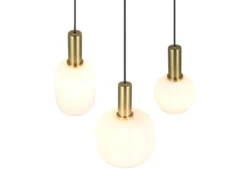 Retro Cluster LED Pendelleuchte 3-flammig mit Glasschirmen in Weiß, Ø 38cm